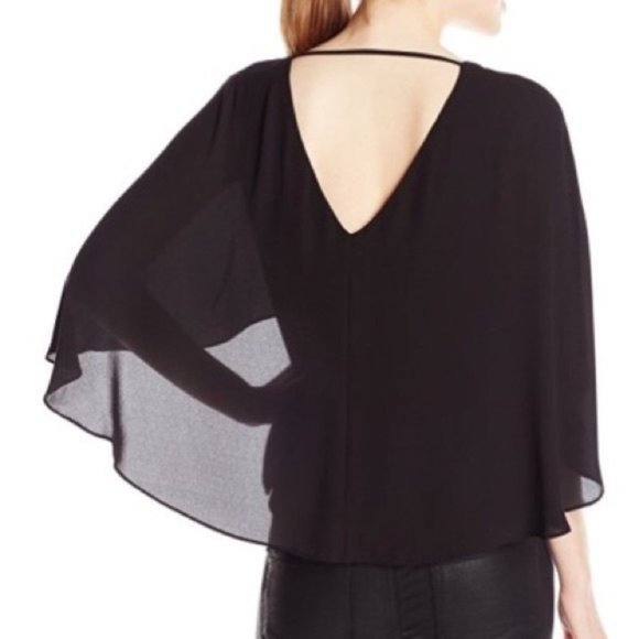 BCBG Max Azria Black Cape Blouse Size XXS - Picture 2 of 9